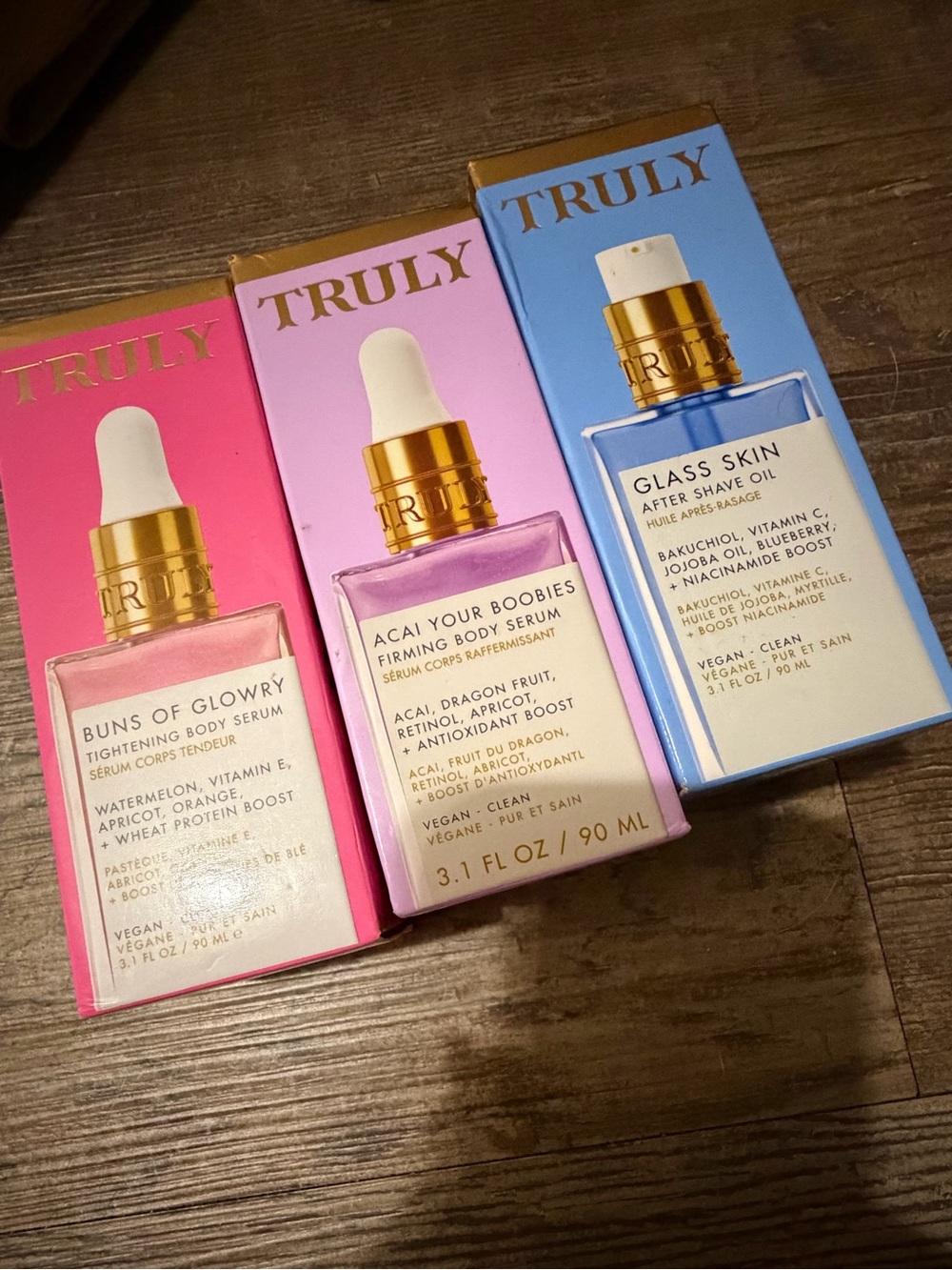TRULY body serums - 3 full size bottles